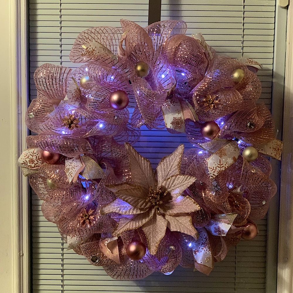 NEW HANDMADE ROSE GOLD & CHAMPAGNE CHRISTMAS XMAS WREATH